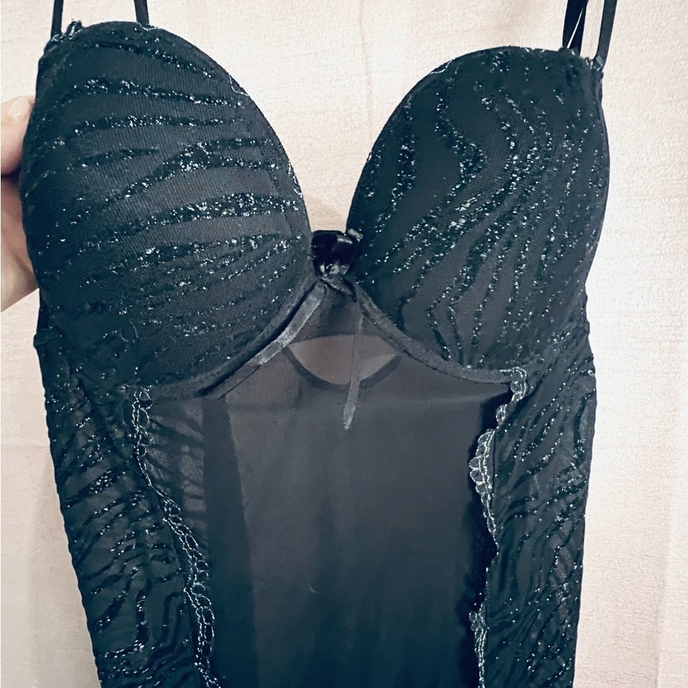 Native intimates Sz 38 C/L Elegant Black Lace Bustier with Push Ups Bra
